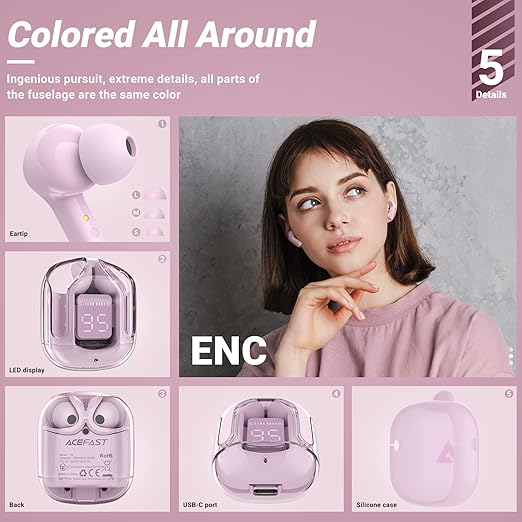 Audífonos Bluetooth Auriculares Rosa